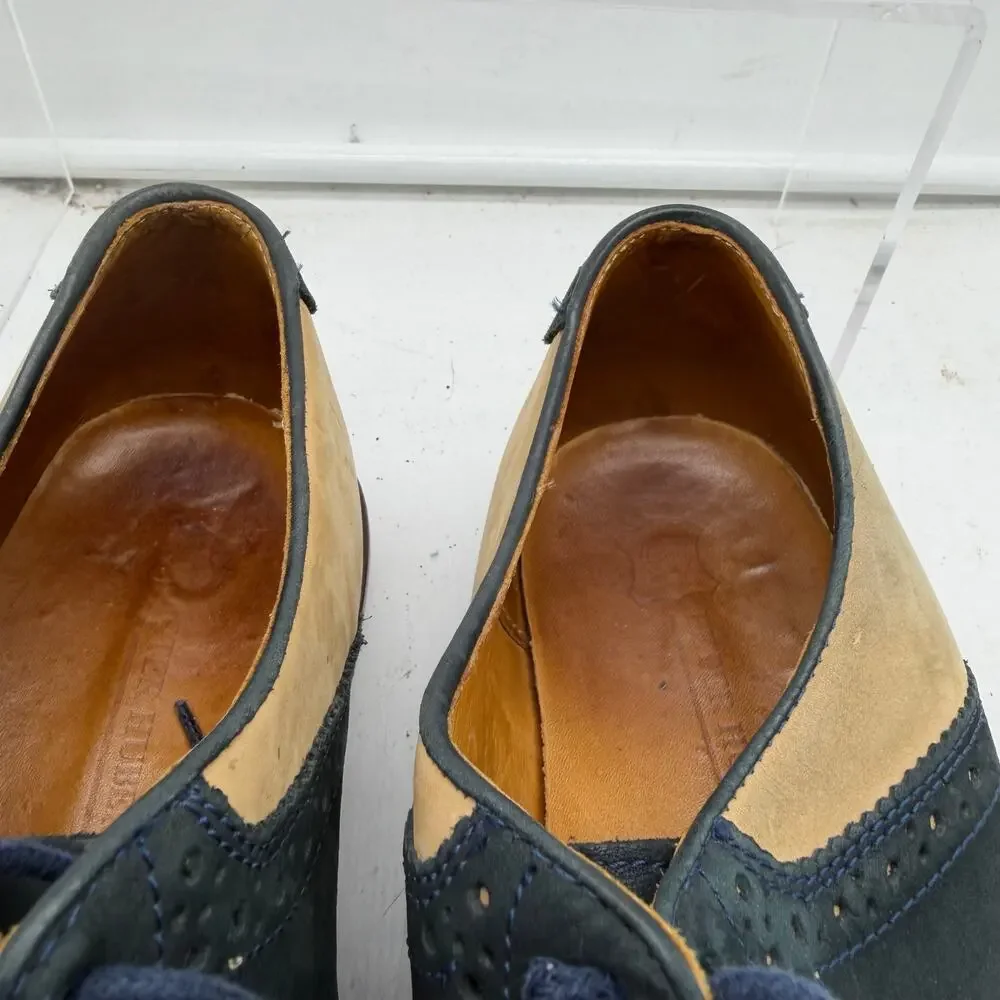 Peter Huber Oxford Dress Shoes Men’s 9 Leather Brazil Cream Blue